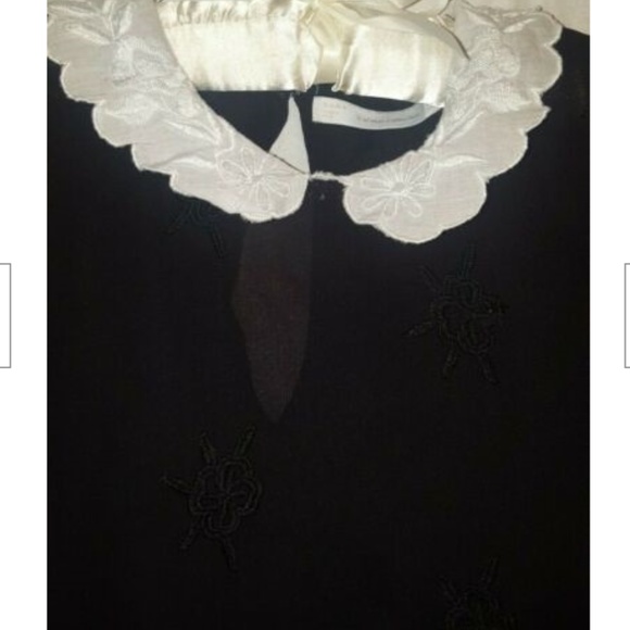 Zara Black Embroidered Short Sleeve Blouse - Picture 4 of 7